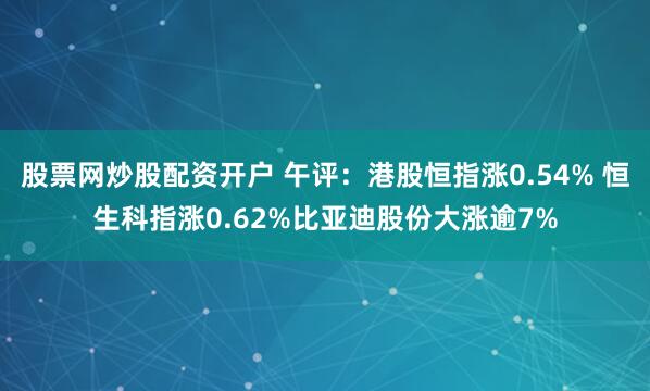 股票网炒股配资开户 午评：港股恒指涨0.54% 恒生科指涨0.62%比亚迪股份大涨逾7%