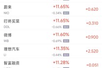 周二热门中概股普涨 纳斯达克中国金龙指数大涨逾9%，阿里涨7.9%